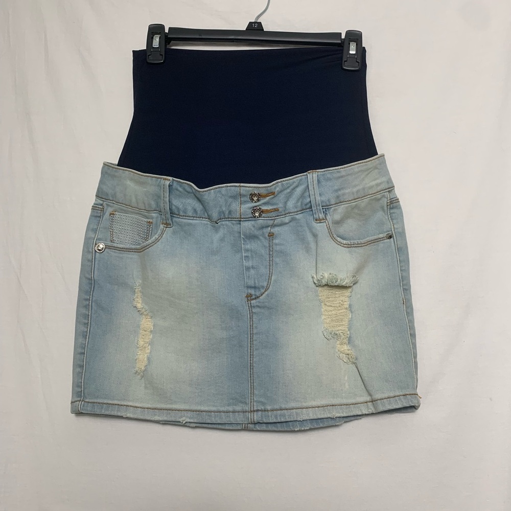 Parasuco | Maternity Studded Distressed Denim Skirt - XS